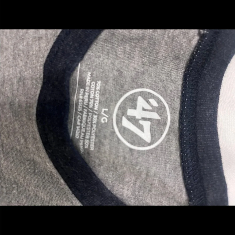 MLB Milwaukee Brewers Gray and Navy Raglan Long Sleeve Tee - Picture 2 of 4